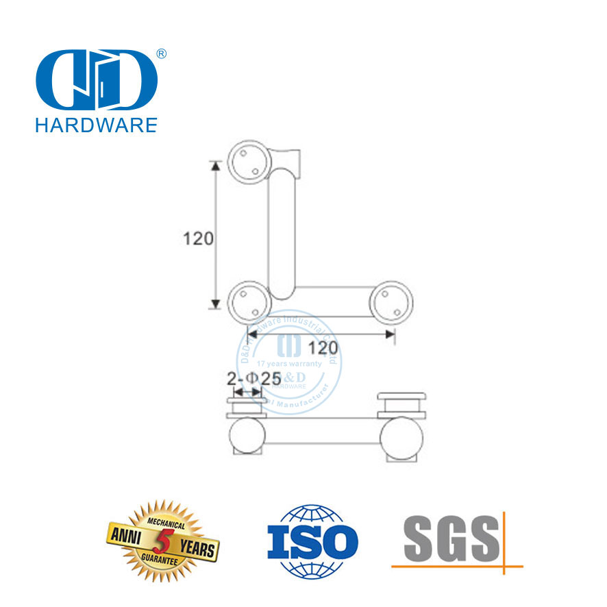 Pemasangan Pintu Ayun Sudut Dinding Kaca Stainless Steel Di Atas Panel Pivot Glass Hardware-DDGP009