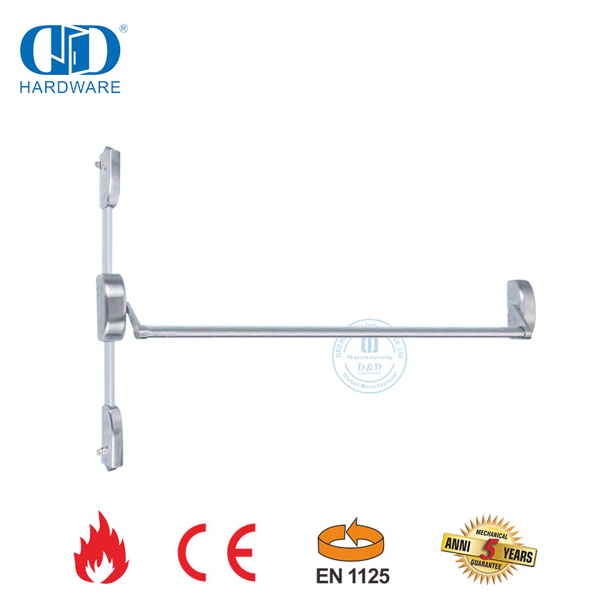 Stainless Steel CE EN1125 Fire Rated Panic Bar dengan Latche Bolt Lock Bar Untuk Pintu Ganda Tunggal-DDPD022-CE