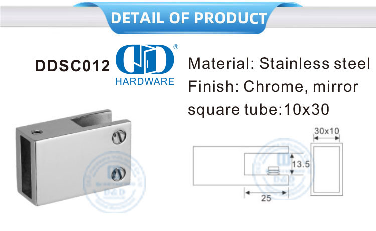 Partisi Bilik Mandi Stainless Steel Panel Mandi Kaca Tanpa Bingkai Mendukung Konektor Bar-DDSC012