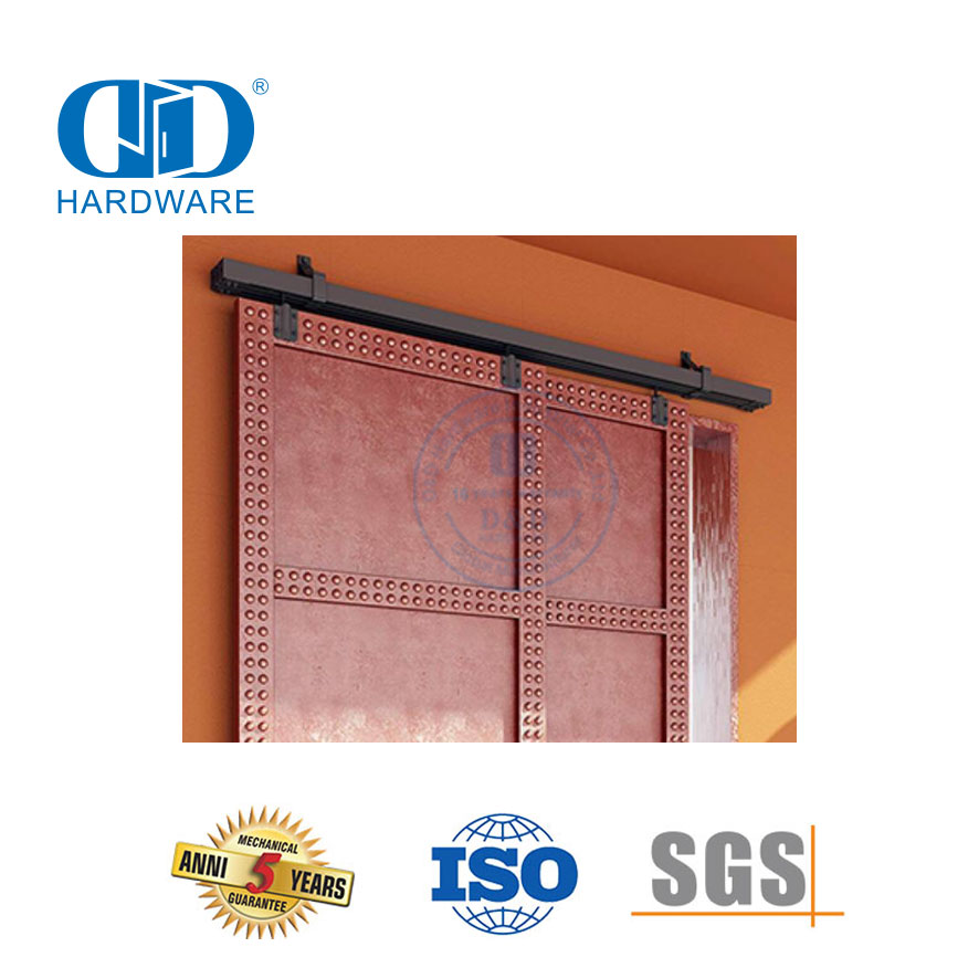 Perangkat Keras Pintu Gudang Geser Rel Hitam Disesuaikan Tugas Berat Tahan Lama Baja Tahan Karat-DDBD042