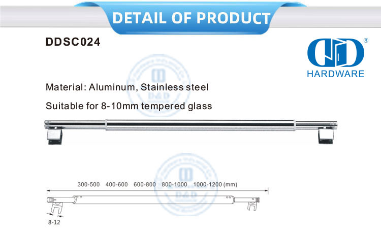 Bilik Mandi Komersial Stainless Steel Sistem Bilik Mandi Komersial Batang Mandi Kaca Perangkat Keras-DDSC024