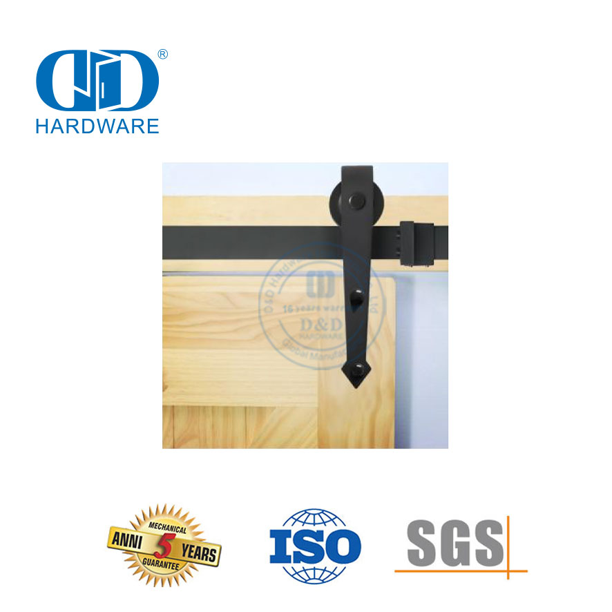 Kit Perangkat Keras Pintu Gudang Dalam Ruangan Hitam Baja Tahan Karat yang Disesuaikan Aksesori Perangkat Keras Pintu Garasi-DDBD017