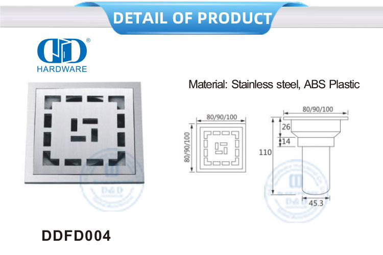 Hot Sale Stainless Steel Linear Floor Drain Kamar Mandi Shower Drain Lantai Dapur Drain-DDFD004