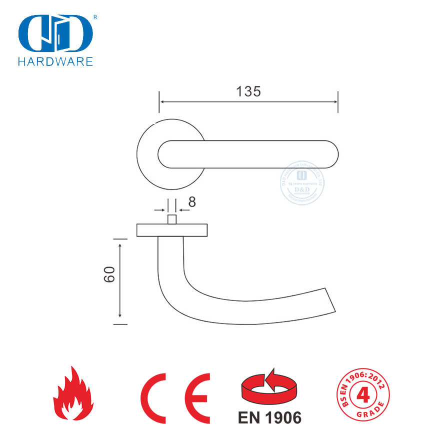 Dekorasi Rumah Modern EN 1906 Perangkat Keras Gagang Tuas Berongga Perak-DDTH004-SSS