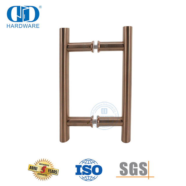 Perabot Kantor Rose Gold Tabung Melingkar Berbentuk H Baja Tahan Karat 201 Shower Sliding Glass Door Handle-DDPH001-A Φ25-RG