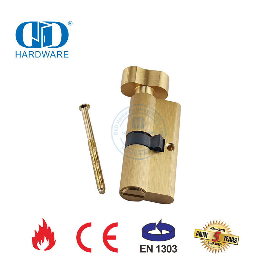 Silinder Kunci Tanggam Kamar Mandi Kuningan Satin dengan Sertifikasi EN 1303-DDLC007-70mm-SB