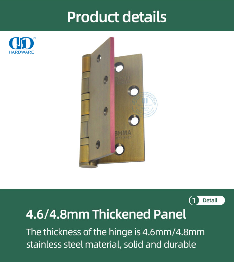 Engsel Pintu Instalasi Cepat Rose Gold Tahan Api ANSI BHMA untuk Pintu Masuk Supermarket-DDSS001-ANSI-1-4.5x4.0x4.6mm