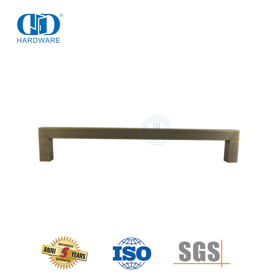 Pegangan Tarik Stainless Steel Batang Persegi Kuningan Antik Deluxe untuk Pintu Kayu-DDPH034-AB