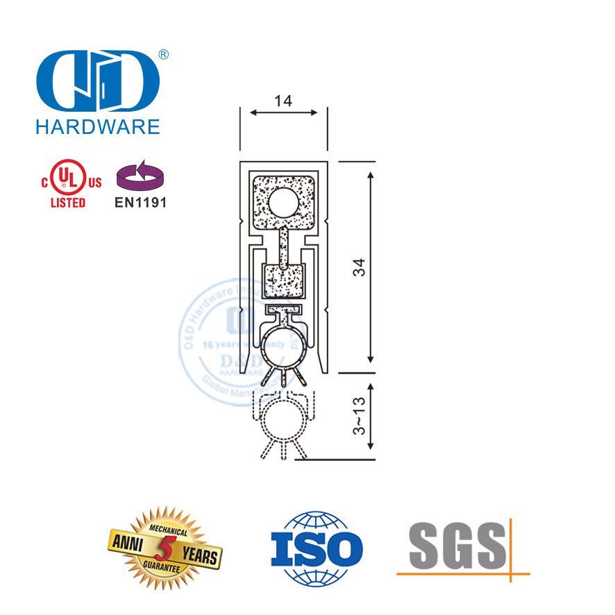 Aluminium Sound Proof Anodized Medium Duty Weather Stripping Drop Sliding Door Segel Bawah-DDBS001