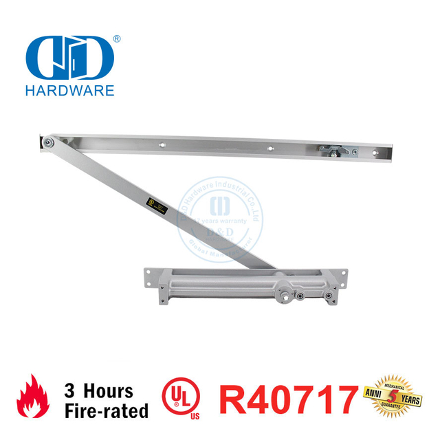 Aluminium Ironmongery Sertifikasi UL Tahan Api Kontrol Dapat Disesuaikan Kembali Periksa Hidrolik Perumahan Interior Pintu Closer-DDDC054