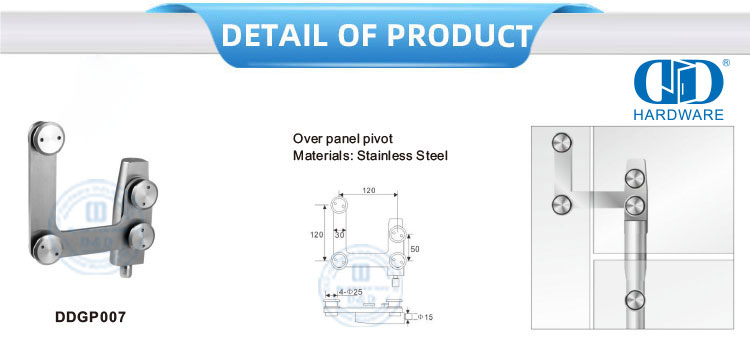 Stainless Steel Patch Fitting Pivot Fitting Konektor Lengkung Pivot Glass Fitting-DDGP007