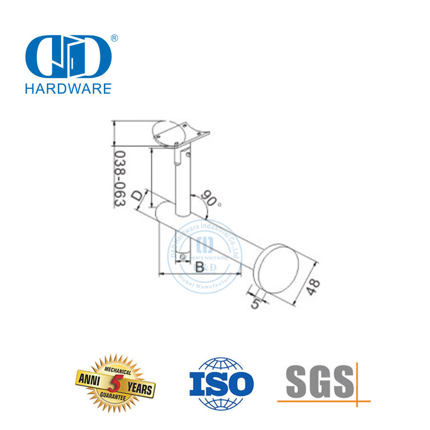 Aksesoris Tangga Tangga Kaca Stainless Steel Fitting Railing Bracket Wall Handrail Bracket-DDHB005