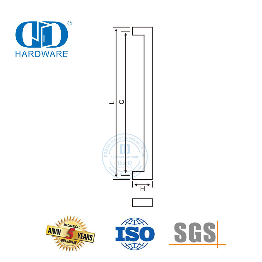 Perangkat Keras Pintu Stainless Steel Eksterior Pegangan Tarik Pintu Kaca Utama Pegangan Tarik Daya Tarik-DDPH015