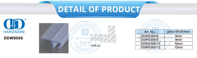 Aksesoris Kamar Mandi Shower Seal Strip Pintu Kaca Aksesori Pintu Kaca PVC Strip Segel Karet Tahan Air-DDWS006