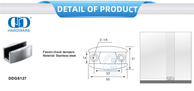 Fission Check Dampers Stainless Steel Pintu Geser Perangkat Keras Kaca Perangkat Keras Aksesori Furnitur Untuk Kamar Mandi-DDGS127