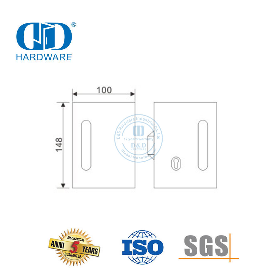 Kunci Pintu Geser Kaca Persegi Stainless Steel Kunci Pegangan Pintu Fitting-DDGL003