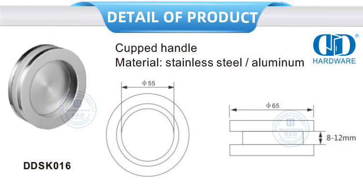 Stainless Steel Pintu Geser Peralatan Aksesoris Perabot Kaca Pintu Geser Knob Cupped Handle-DDSK016