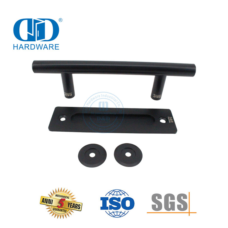 Perangkat Keras Konstruksi Gagang Pintu Gudang Tugas Berat Sisi Ganda Geser Baja Tahan Karat Hitam-DDBD102 Hitam