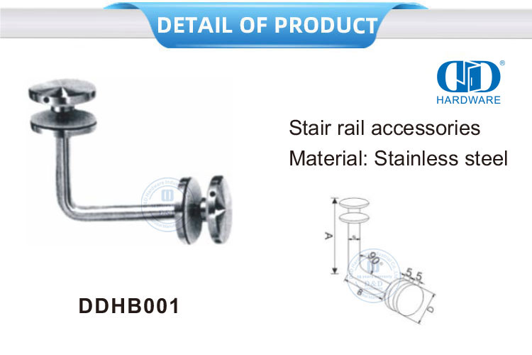 Produsen Stainless Steel Door Fitting Kaca Tangga Langkan Railing Handrail Bracket-DDHB001