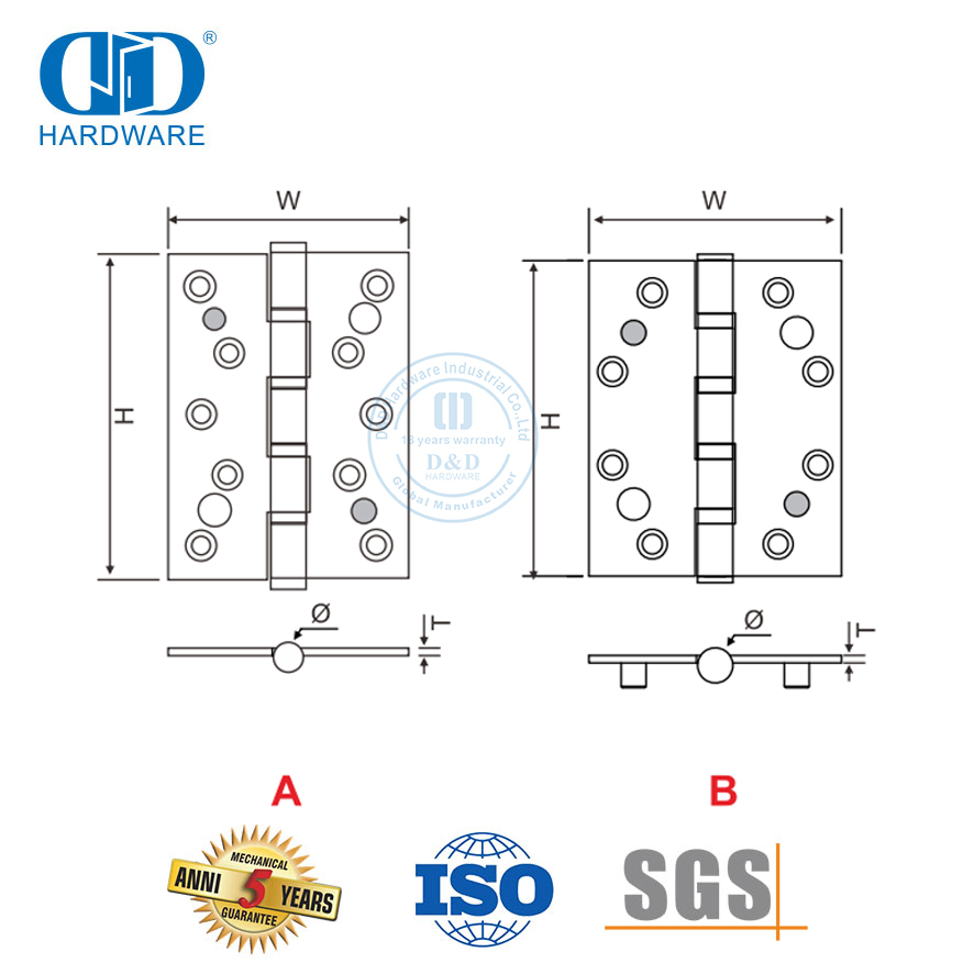 Banyak Menggunakan Engsel Pintu Keamanan Ganda Stainless Steel-DDSS013