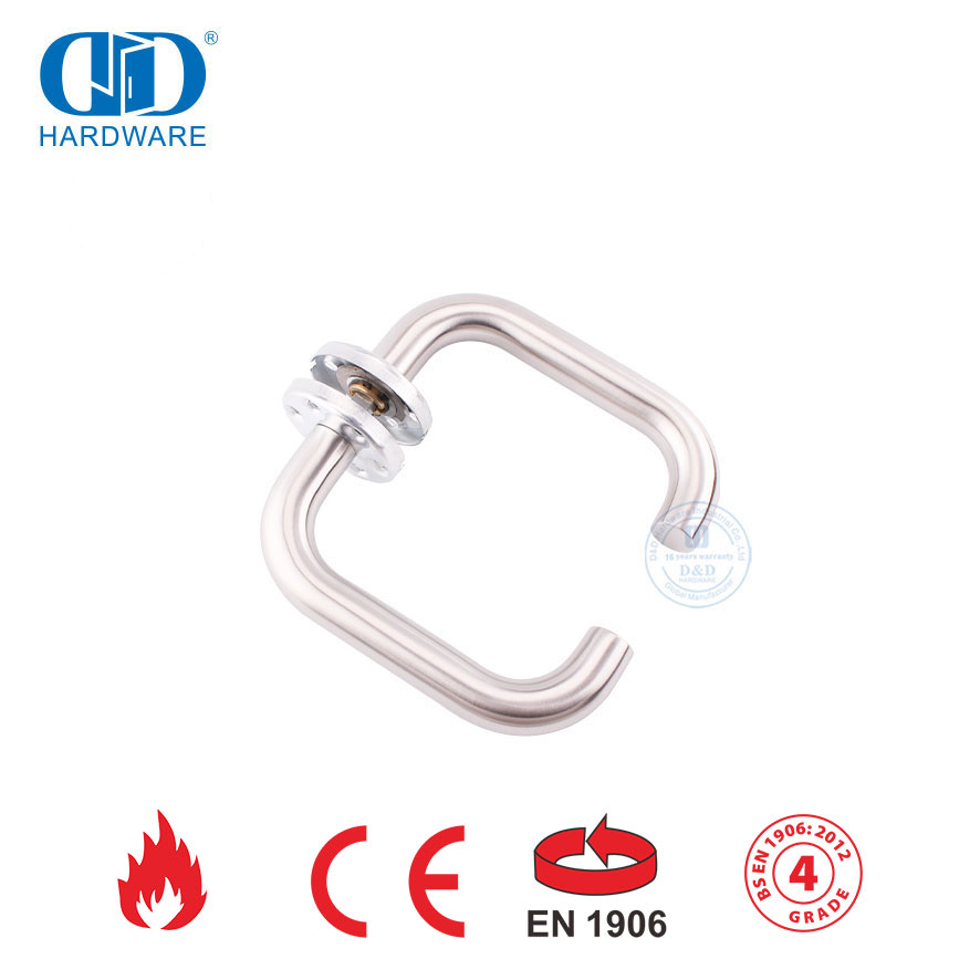 Satin Finish SUS 304 EN 1906 Gagang Pintu Logam Tuas Berongga-DDTH001-SSS