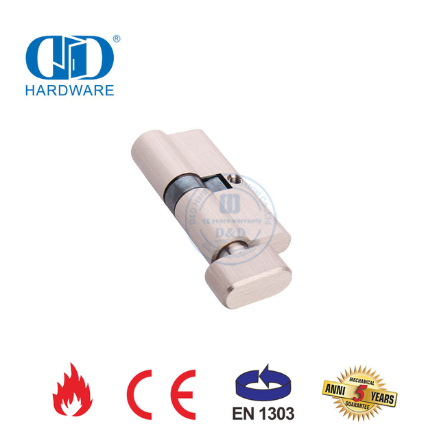 EN 1303 Silinder Kunci Putar Jempol Kuningan Padat Nikel Satin-DDLC004-70mm-SN