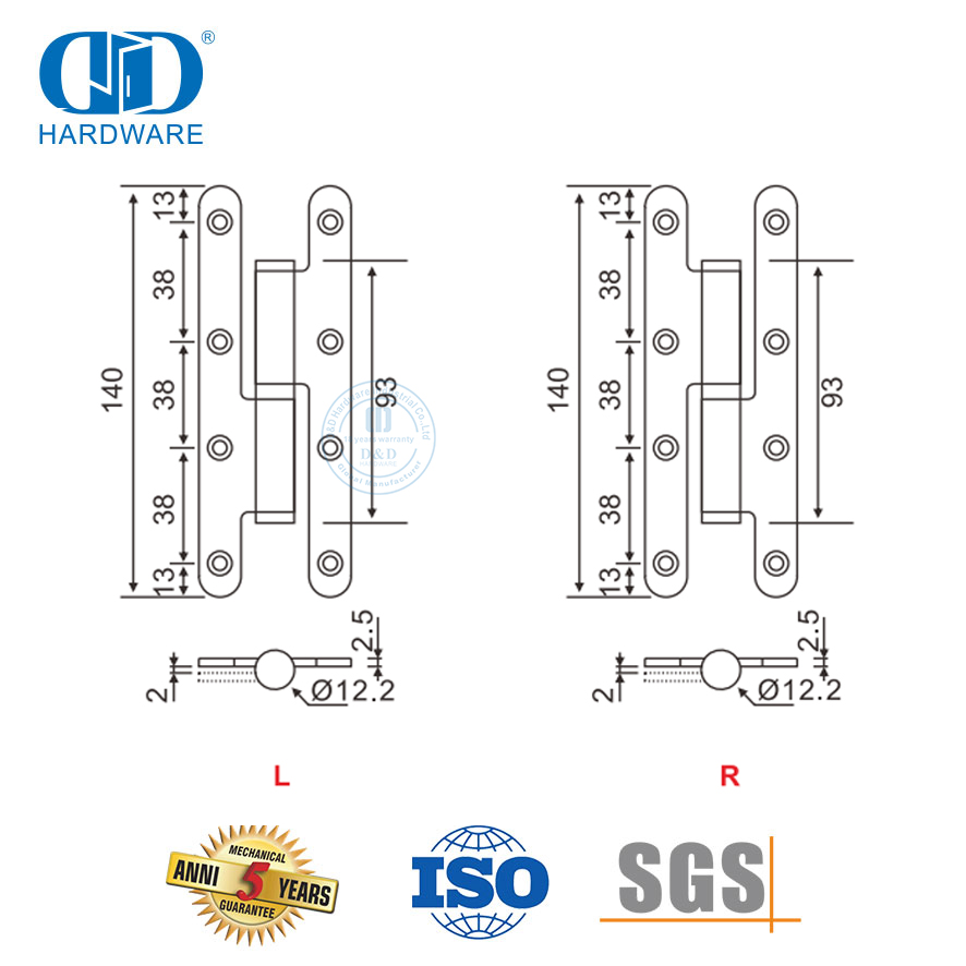 Engsel H Sudut Bulat Stainless Steel untuk Pintu Kayu-DDSS019-B