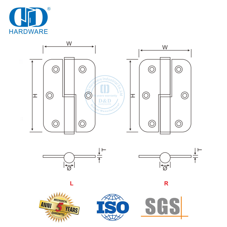 Engsel Pintu Angkat Sudut Bulat Stainless Steel-DDSS020