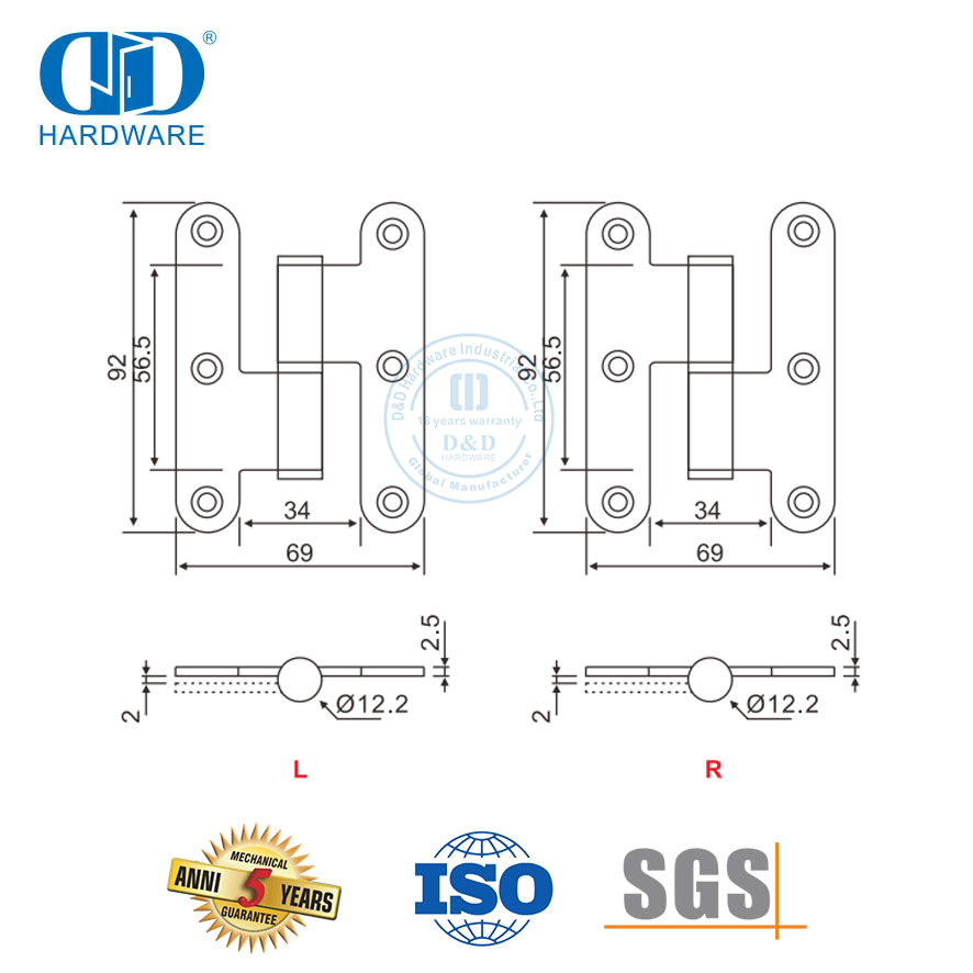 Engsel H Sudut Bulat Stainless Steel untuk Toko Ritel-DDSS019