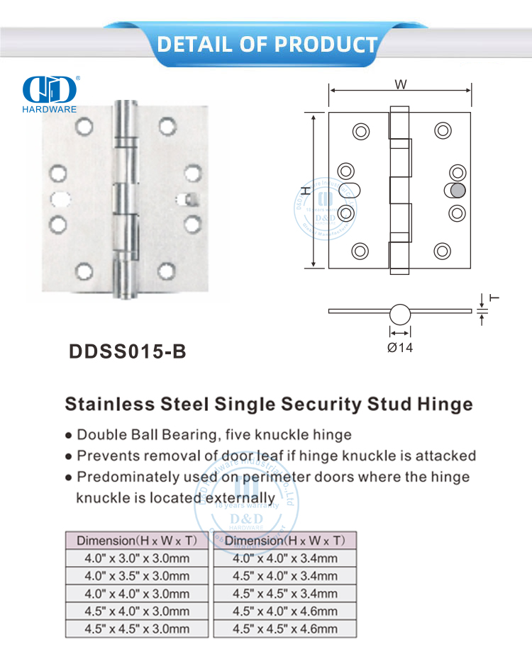 Engsel Pejantan Keamanan untuk Pintu Masuk