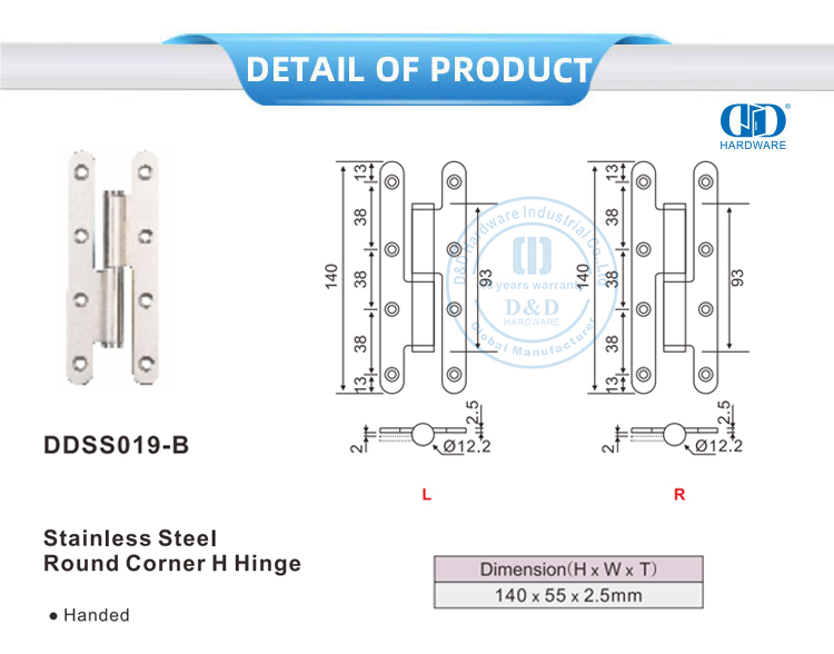 Engsel Pintu H Sudut Bulat
